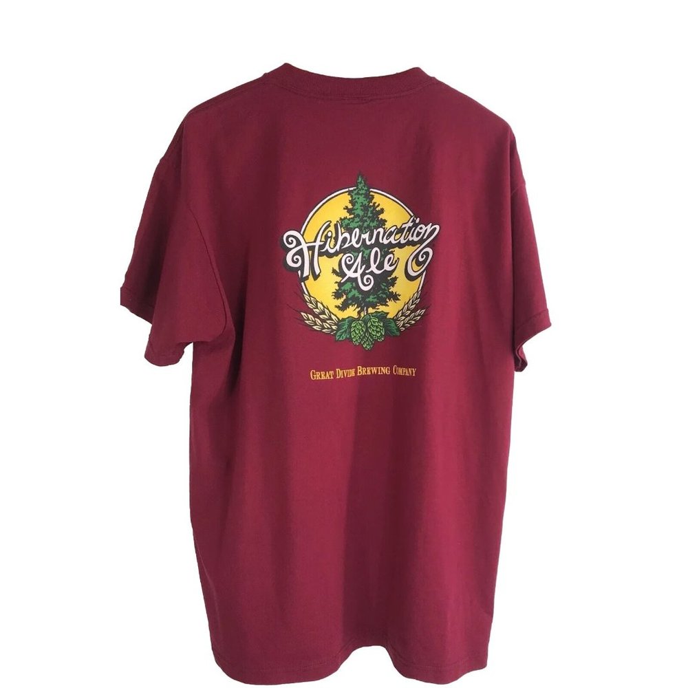 Great Divide Brewing Company‎ T Shirt Mens Size XL Burgundy Hibernation Ale
